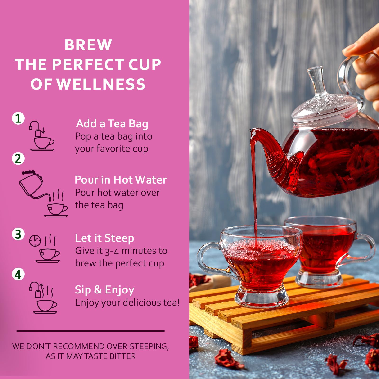 Life Plus Style Gourmet Pagoda Garden Rosehip Hibiscus Green Tea Herbal Tea Caffeinated Hot or Iced Natural Ceylon 60 Tea Bags