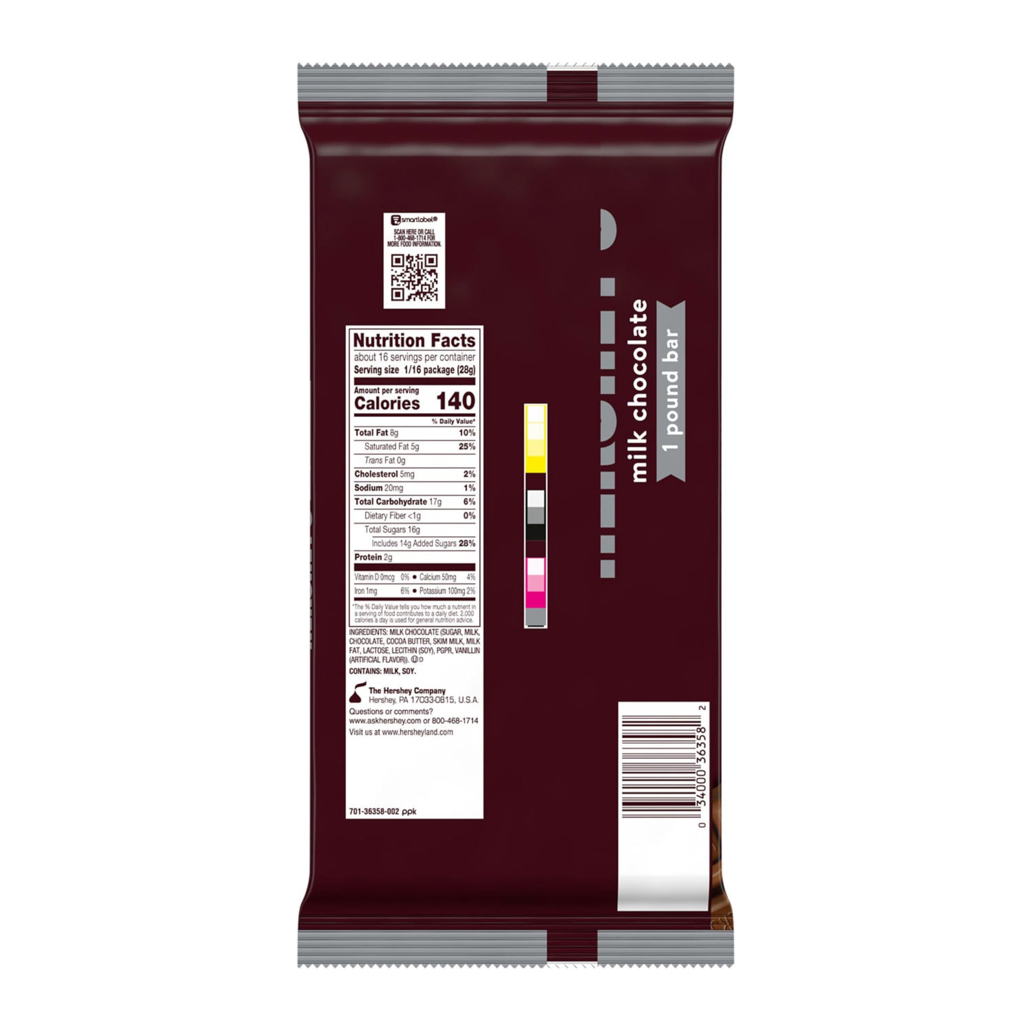 HERSHEY'S Milk Chocolate Candy Gift Bar, 1 lb