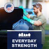 Plasticplace 55-60 Gallon Trash Bags, Heavy Duty Black Garbage Bags, 100 Count for Lawn, Yard, and Outdoor Waste Disposal, Ideal for Industrial Trash