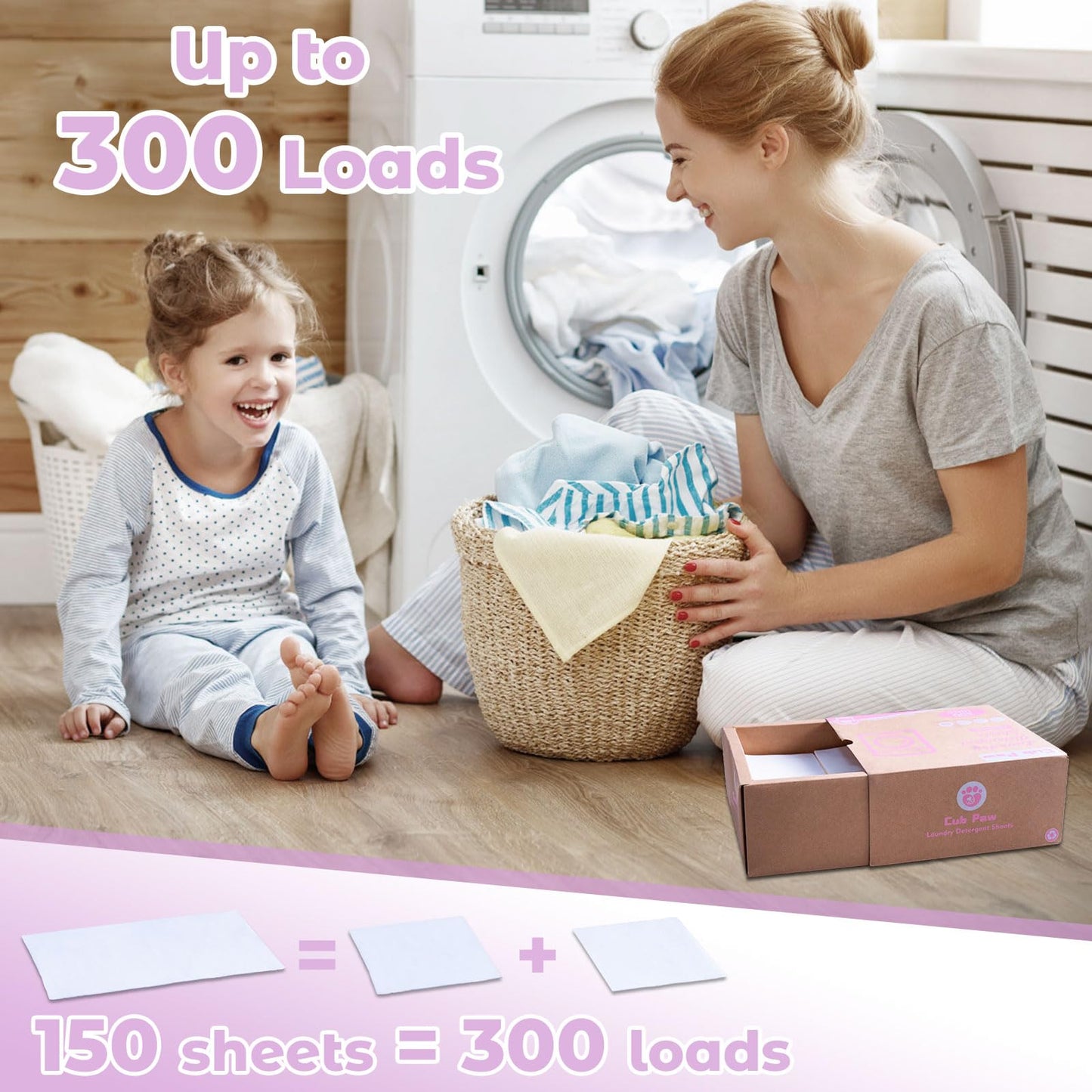 Laundry Detergent Sheets, Travel Laundry Detergent Sheets 300 Loads Eco-friendly Plastic-Free Washing Detergent Sheet with Frensh Linen Scent