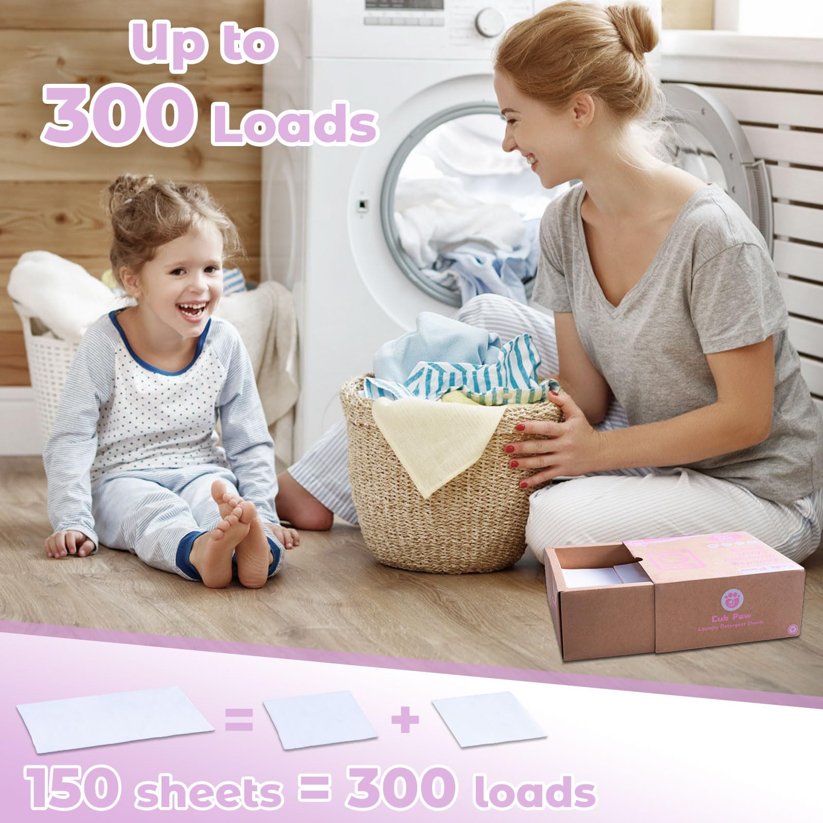Laundry Detergent Sheets, Travel Laundry Detergent Sheets 300 Loads Eco-friendly Plastic-Free Washing Detergent Sheet with Frensh Linen Scent