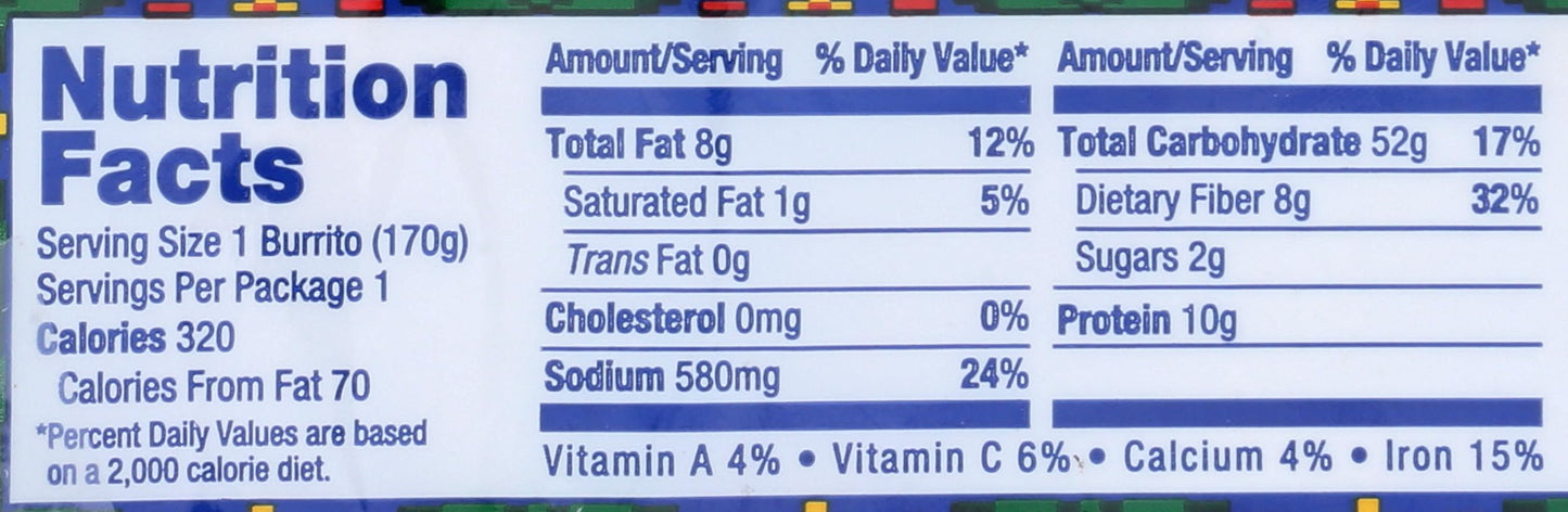 Amy's, Burrito Bean Rice, 6 Ounce