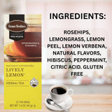 Farmer Brothers Lively Lemon Herbal Tea, 25 Bags - Naturally Caffeine-Free Citrus Herbal Tea with Bold Lemon Flavor, Relaxing Wellness Tea for Hot Tea