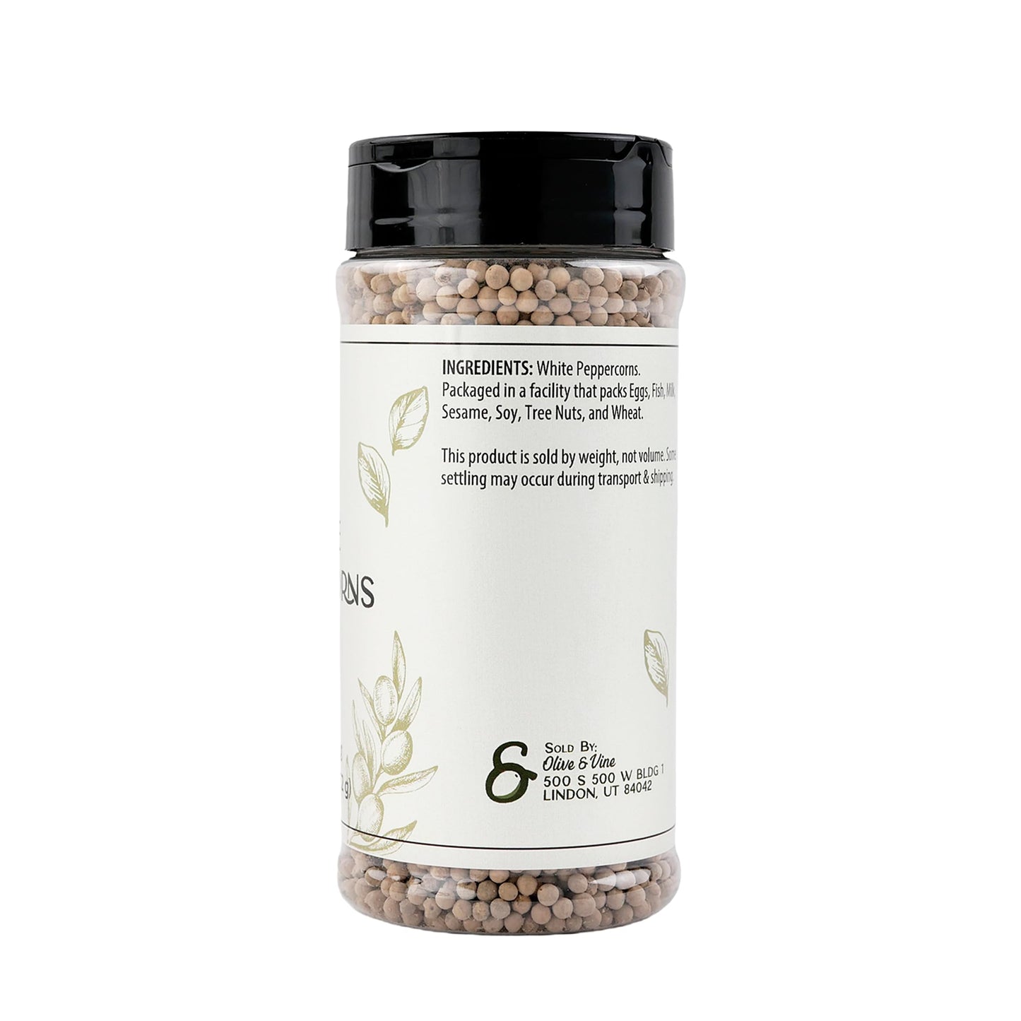 Olive & Vine White Peppercorns, Subtle Heat, For Seasoning & Marinades, Rich Tradition, Authentic Taste, For Global Recipes (9.6 Ounce)