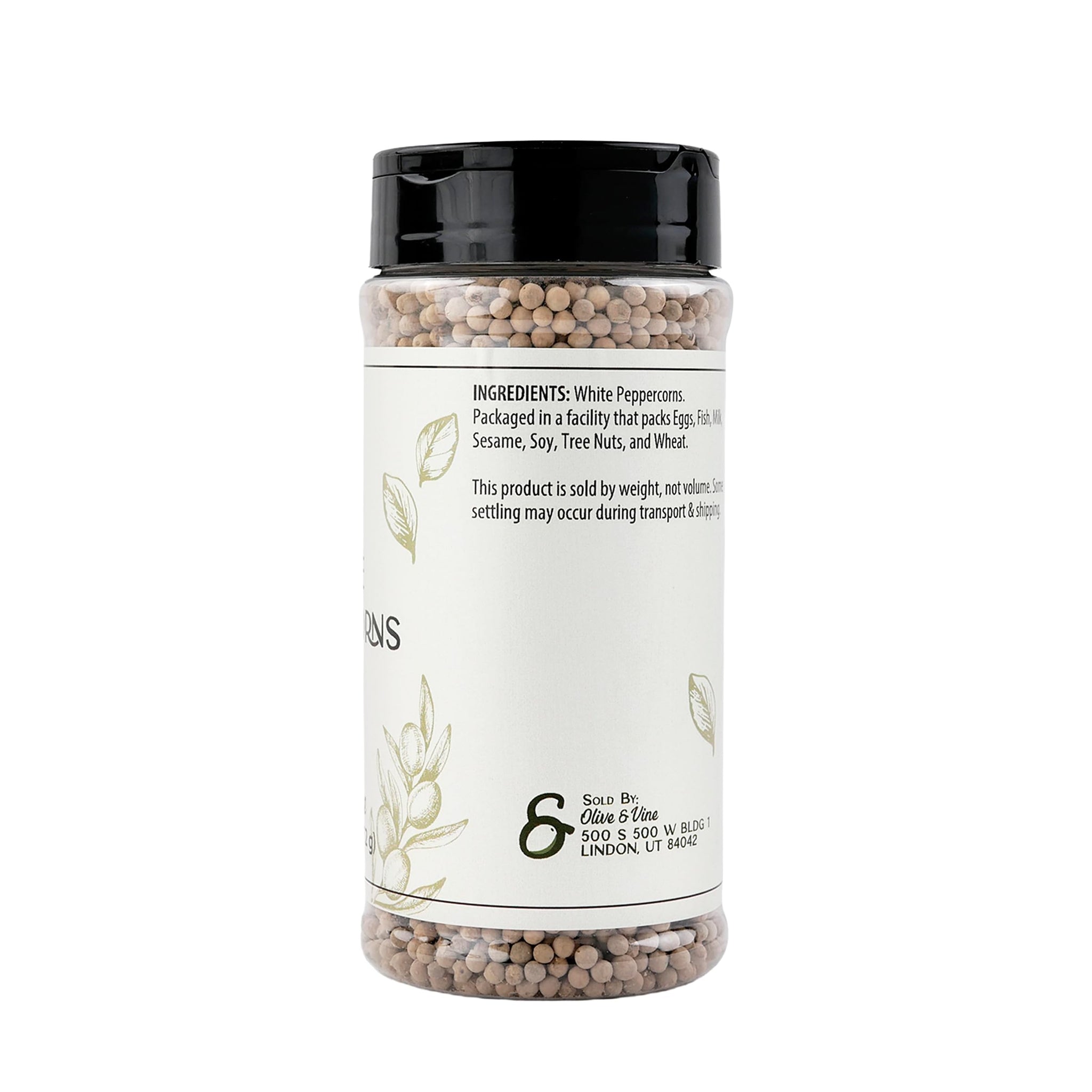 Olive & Vine White Peppercorns, Subtle Heat, For Seasoning & Marinades, Rich Tradition, Authentic Taste, For Global Recipes (9.6 Ounce)