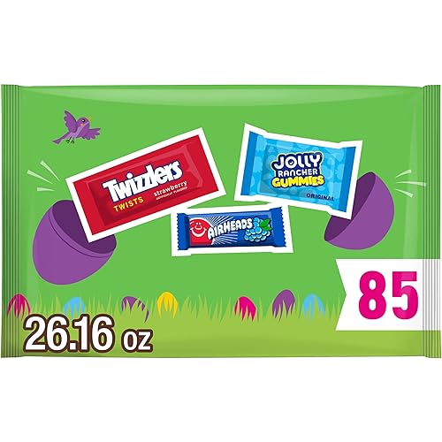 AIRHEADS, JOLLY RANCHER and TWIZZLERS Assorted Fruit Flavored, Easter Candy Bag, 26.16 oz (85 Pieces)