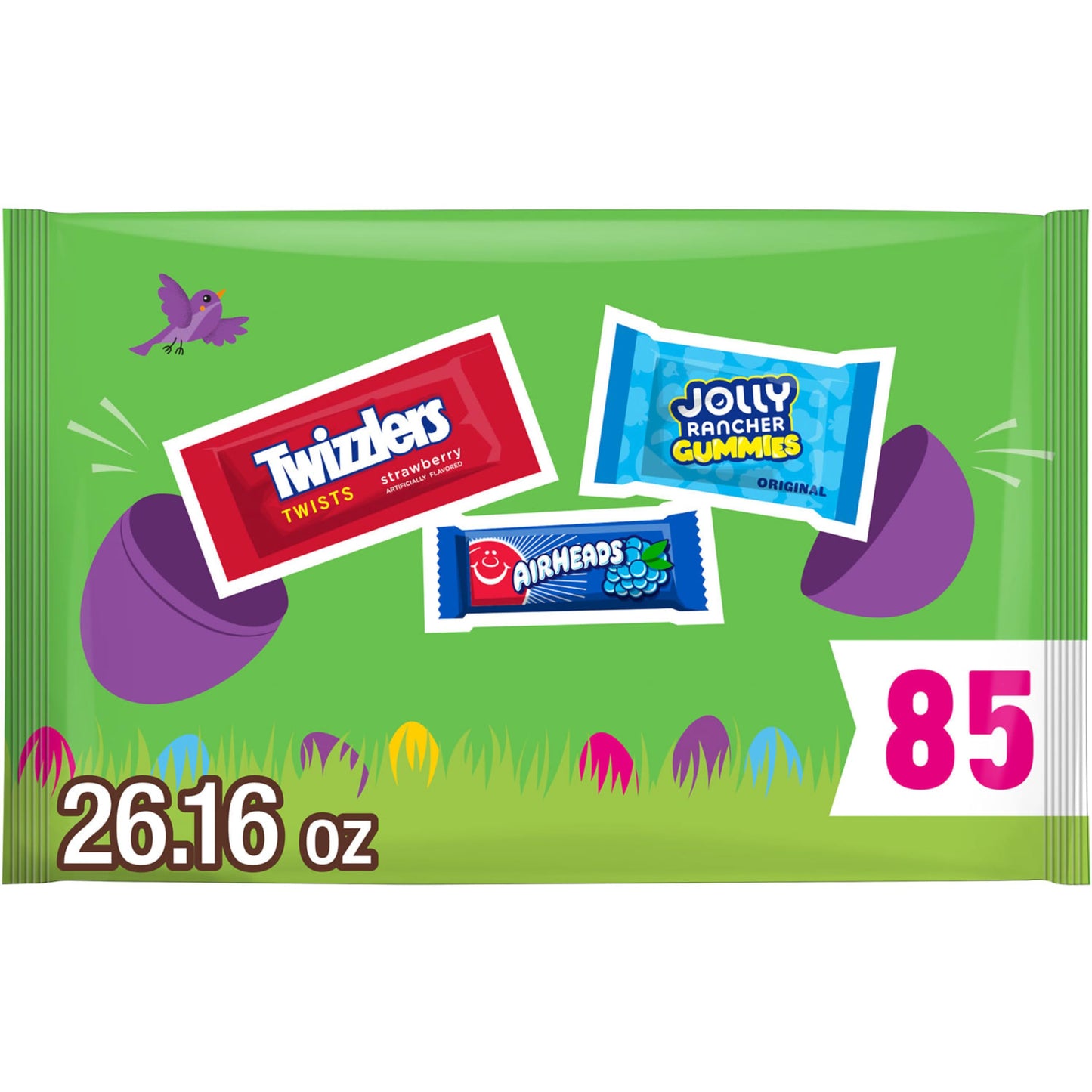 AIRHEADS, JOLLY RANCHER and TWIZZLERS Assorted Fruit Flavored, Easter Candy Bag, 26.16 oz (85 Pieces)