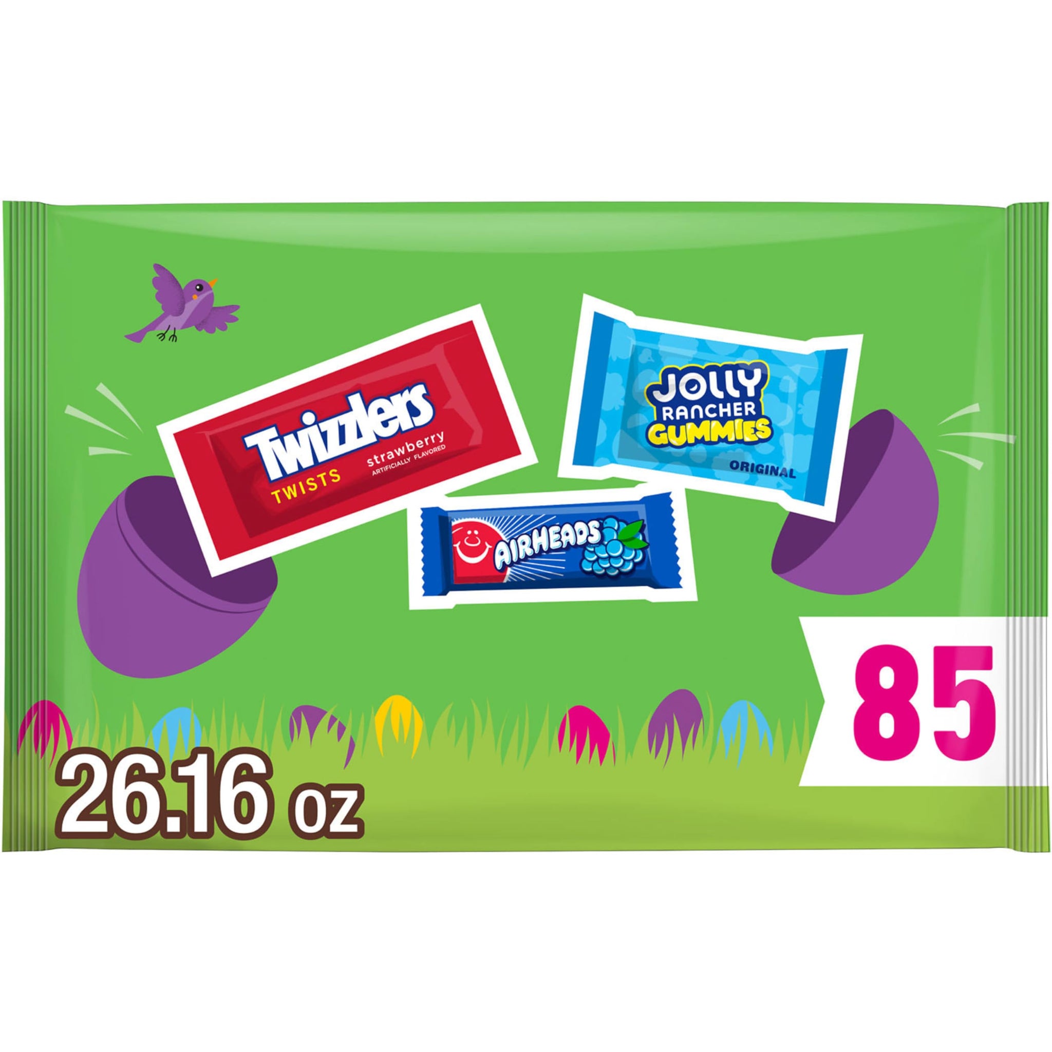 AIRHEADS, JOLLY RANCHER and TWIZZLERS Assorted Fruit Flavored, Easter Candy Bag, 26.16 oz (85 Pieces)
