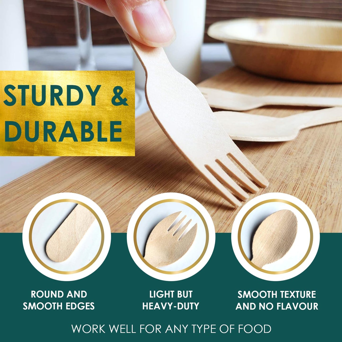 Planet Pantry Disposable Birchwood Cutlery Fork (50 pcs) Plastic Alternative Eco-Friendly for Food, Party, Buffet, Wedding