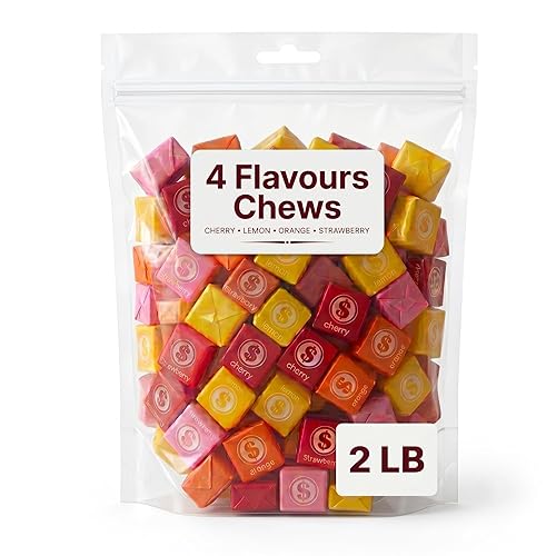 Fruit Chews Candy Bulk - 2 lbs Individually Wrapped Assorted Chewy Candy for Candy Buffets, Parties, and Snacking.