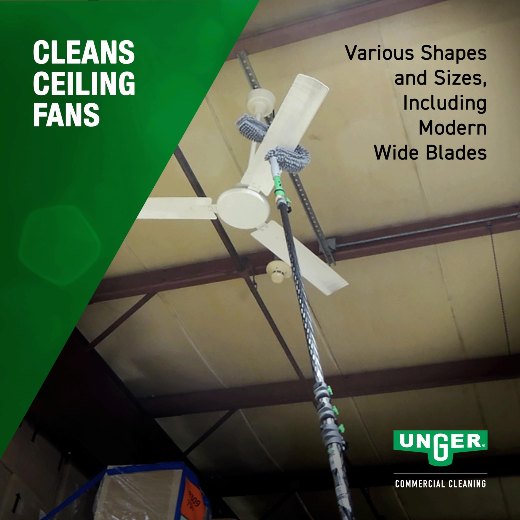 Unger Commercial StarDuster Pro Ceiling Fan Duster, Microfiber Sleeve, Gray, Ideal for Cleaning Ceiling Fans, Light Fixtures, and Vents, Case of 5