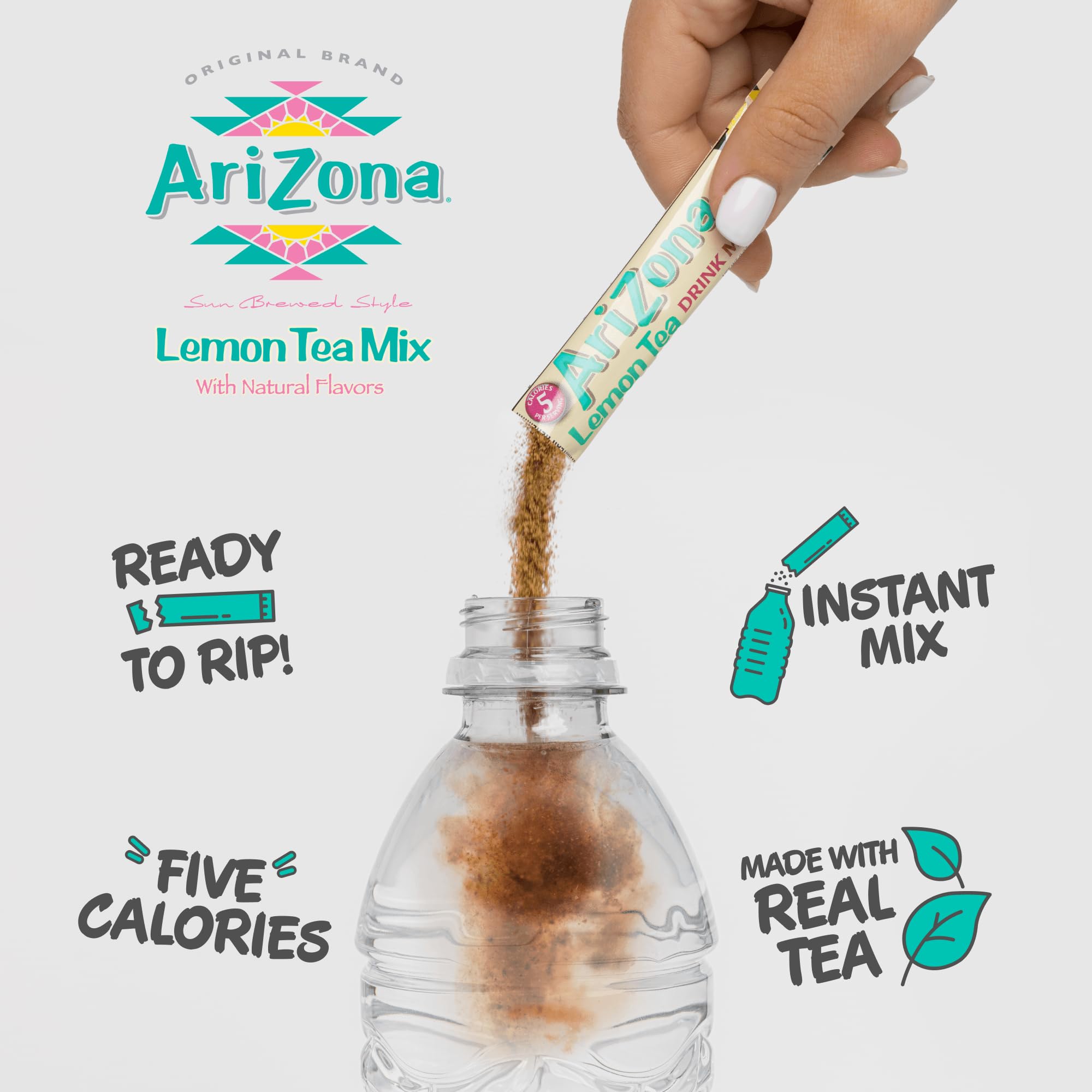 AriZona Lemon Tea - On-the-Go Powdered Drink Mix, 0.07oz 120 Count - 10ct Boxes (Pack of 12)