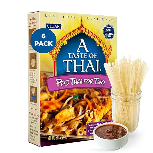A Taste of Thai Pad Thai Rice Noodles | Restaurant-Quality Thai Flavor in Minutes | Vegan, Gluten-Free, Non-GMO, No Preservatives| Perfect