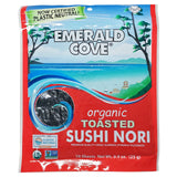 Emerald Cove Organic Toasted Nori, Dried Seaweed Sheets for Sushi, Kimbap, Onigiri, Musubi, Product of Korea, Resealable Bag, 10 Sheets (1 pack)