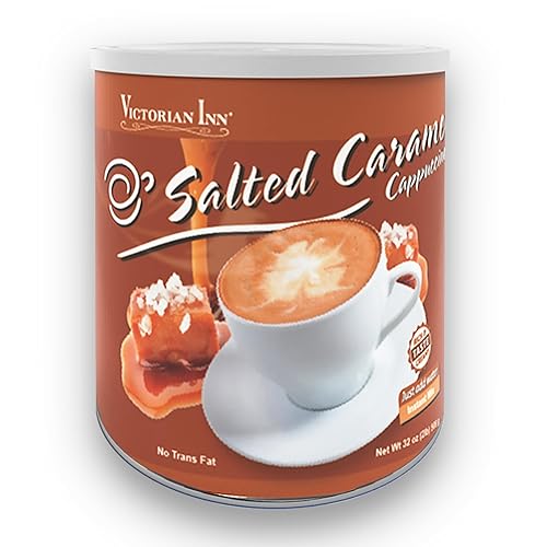 Victorian Inn Instant Cappuccino - Salted Caramel Flavor - Creamy & Delightful Coffee Mix - Great Hot, Cold, or Blended - Creamy Flavor - 2 Pound