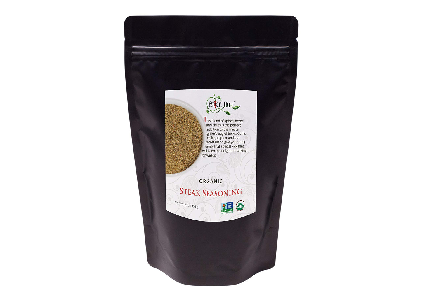Spice Hut - Organic Steak Seasoning & Dry Rub for Prime Rib, Roast, Burger / Sugar-Free, No Salt / Roadhouse Grill Spice Mix for Chicken, Chop House