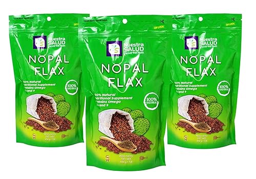 Nuestra Salud - Nopal Flax Linaza Plus Value Pack (3 bags) Colon Cleanse Fiber Flaxseed Original 454g