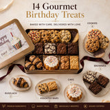 Happy Birthday Gourmet Gift Basket - Fresh Baked Cookie & Brownie Assortment in Elegant Reusable Tin Box - Birthday Food Gifts for Mom, Dad, Friends