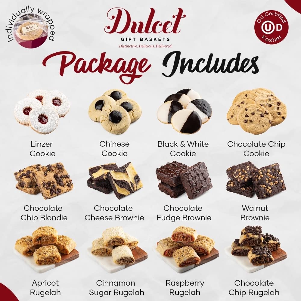 Dulcet Gift Baskets Father’s Day Assortment Tin Box- Delicious Gourmet Confection Gift Set - - Variety Of Freshly Baked Cookies, Brownies & Rugelah In