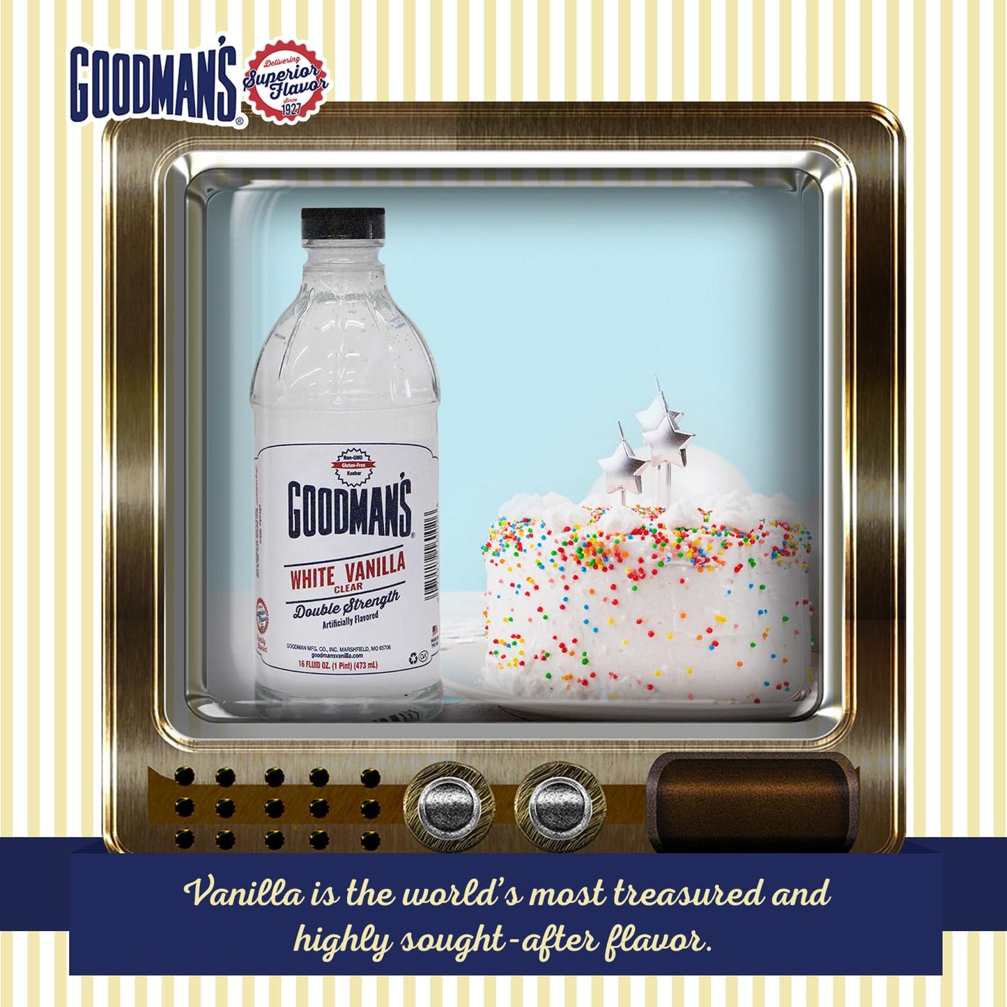 Goodman's White Vanilla Clear Double Strength Artificial Flavor - Gluten-Free, Non-GMO, Kosher, Low Carb & Low Calorie - Vanilla Flavor Ideal