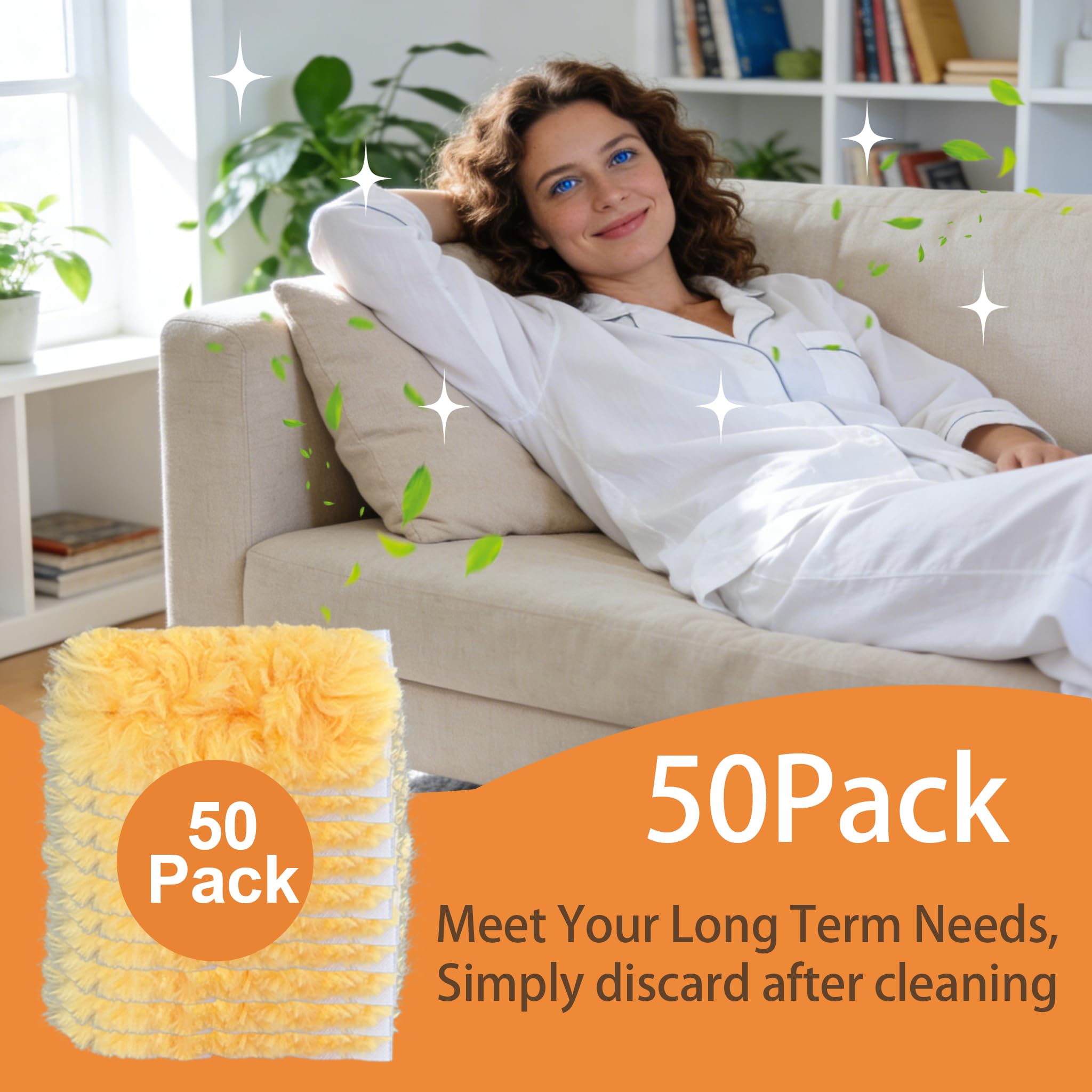 50 Count Heavy Duty Duster Refills, Unscented Disposable Dusters Refill Kit for Cleaning Dusting Furniture Blind Ceiling Fan
