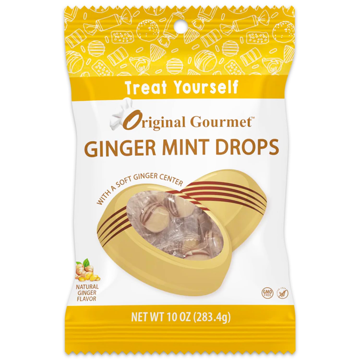 Bulk Ginger Candy Drops - 1.25lbs Gingermint Hard Candy Individually Wrapped - Nausea Relief and Digestion Aid | Natural Ginger Flavor with Soft