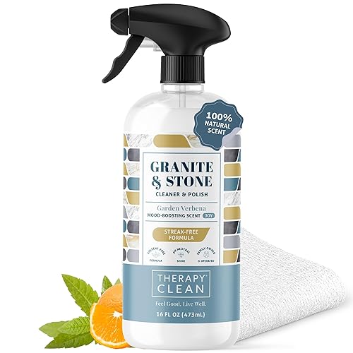 Therapy Granite Cleaner Kit with Microfiber - Daily Countertop Cleaner for Stone, Granite, Marble, Soapstone, Quartz, Quartzite, Slate, Headstone
