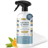 Therapy Granite Cleaner Kit with Microfiber - Daily Countertop Cleaner for Stone, Granite, Marble, Soapstone, Quartz, Quartzite, Slate, Headstone