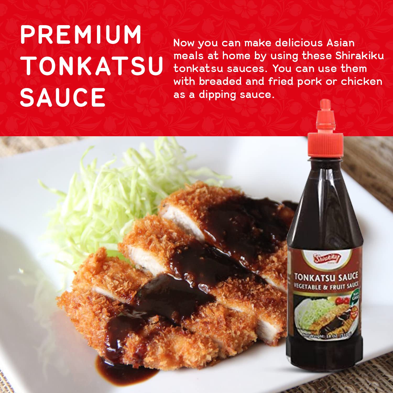 Shirakiku Tonkatsu Sauce - Japanese Vegetable and Fruit Sauce, Gluten Free | Ideal for deep-fried foods like Pork Cutlets, Chicken Katsu and More
