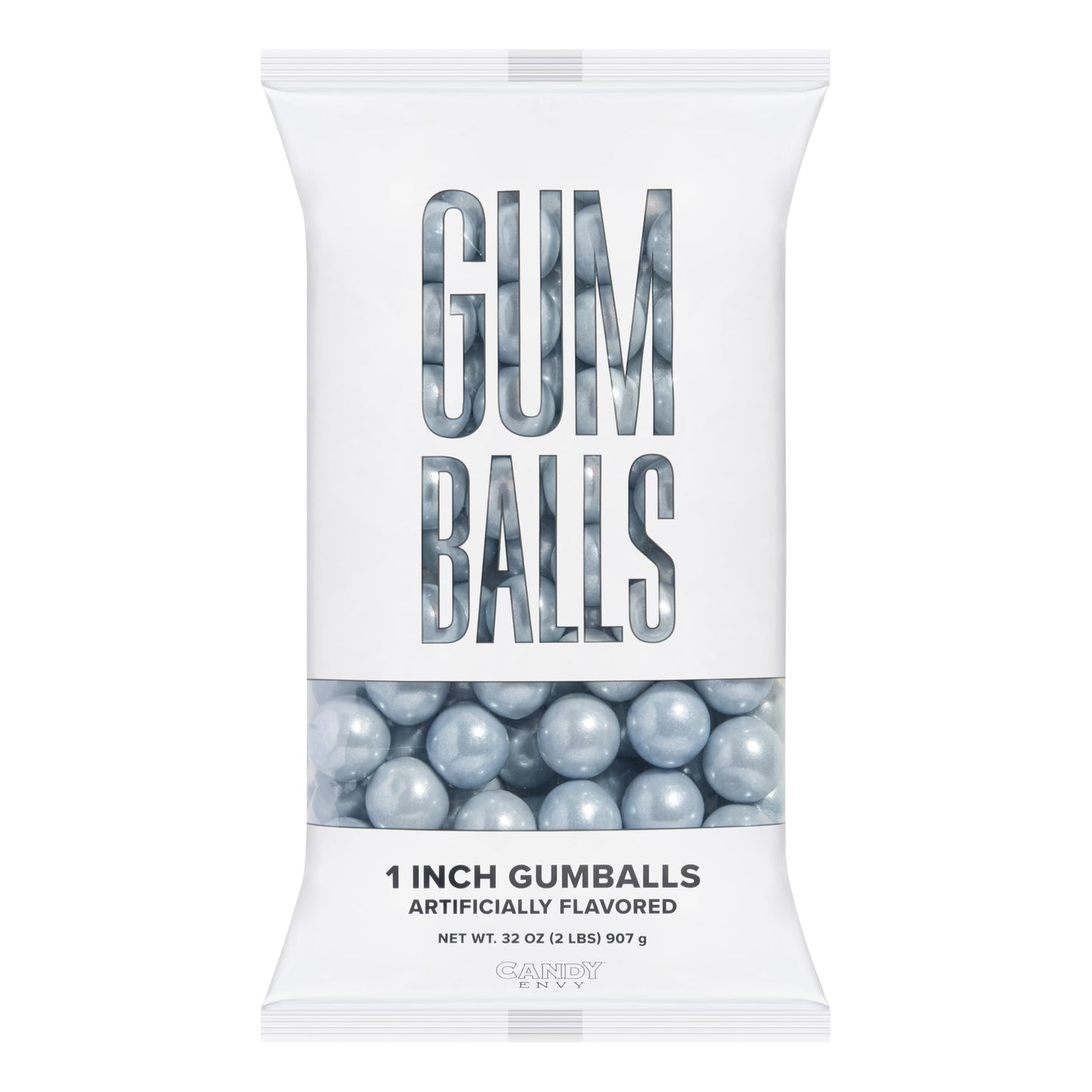 Candy Envy - Shimmer Silver Gumballs - 1 Inch - Approximately 113 Gumballs Per 2lb Bag - Bulk Silver Candy - North American Made & Kosher Certified