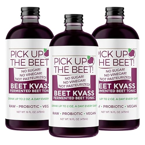 Organic Beet Juice Beet Kvass 48 Ounces (3 16 Ounce Bottles) from Garden Goddess Ferments, Nitric Oxide Superfood for Improved Circulation, Blood