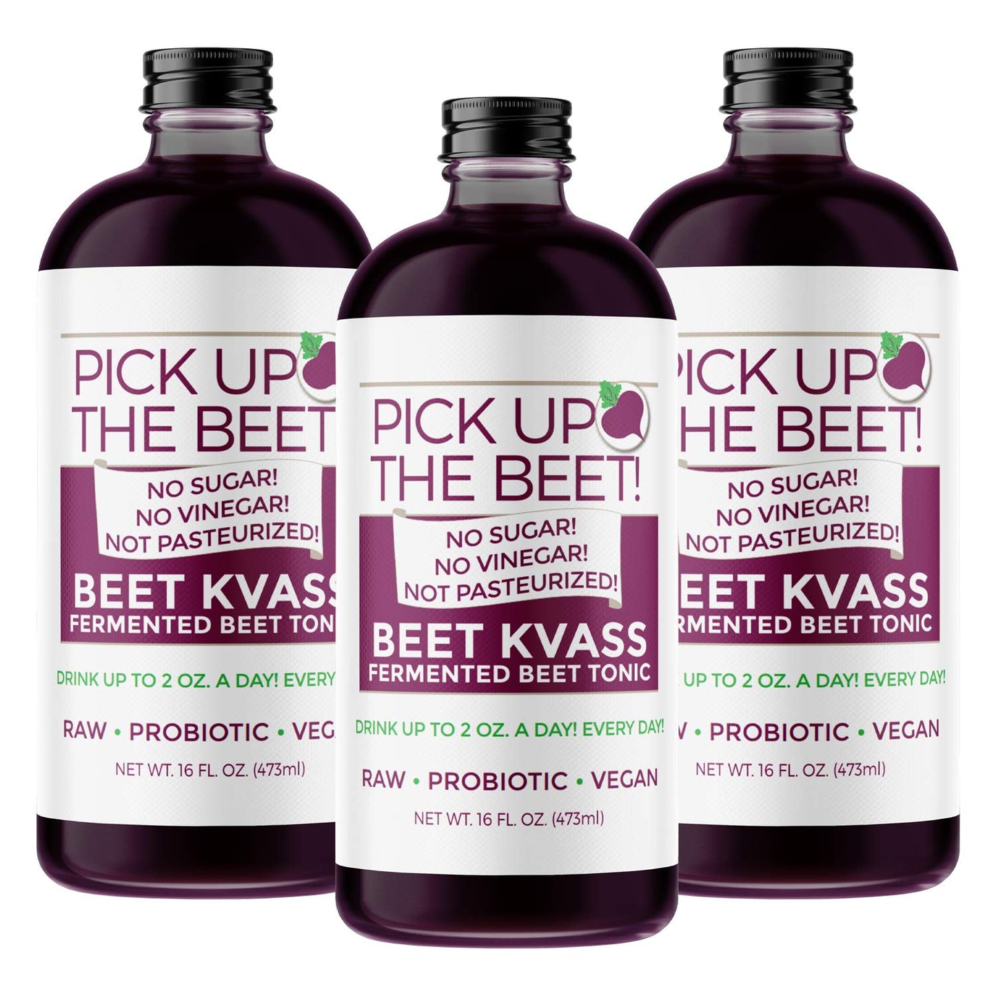 Organic Beet Juice Beet Kvass 48 Ounces (3 16 Ounce Bottles) from Garden Goddess Ferments, Nitric Oxide Superfood for Improved Circulation, Blood