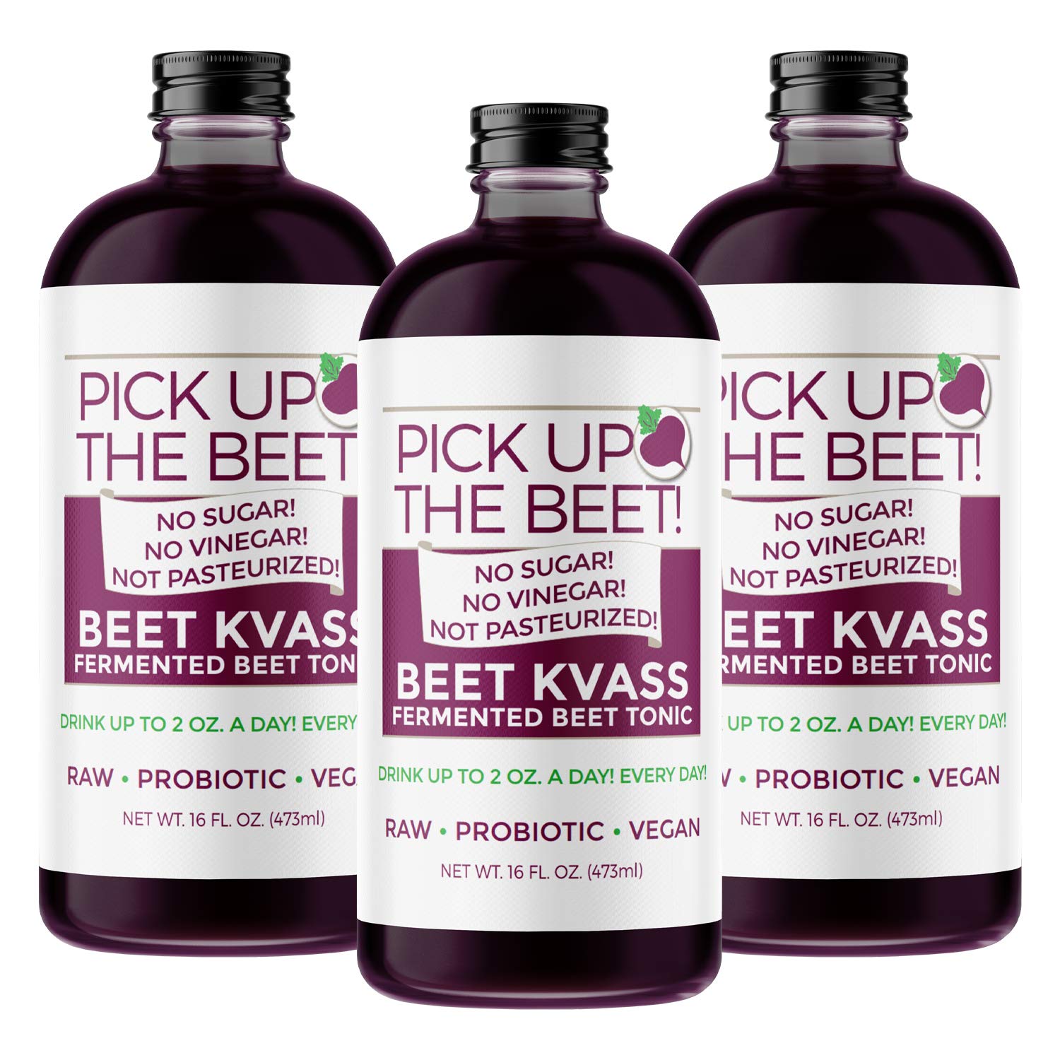 Organic Beet Juice Beet Kvass 48 Ounces (3 16 Ounce Bottles) from Garden Goddess Ferments, Nitric Oxide Superfood for Improved Circulation, Blood