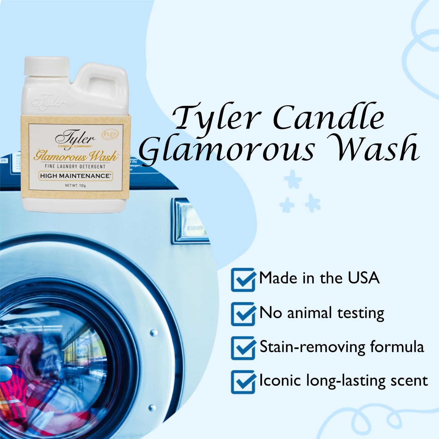 Tyler Glamorous Wash High Maintenance Laundry Detergent 4 oz. - 2 Pack Bundle with Stain Remover Pen - Glamorous Wash Fabric Safe Luxury Liquid