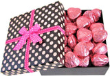 Valentines Chocolate Raspberry Cremes Hearts Pokodots Gift Box by It's Delish - Valentines Day Gift - Pink Foil Wrapped - Anniversary Fathers Mothers