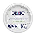 Dixie 8.5 Inch Medium-Weight Paper Plates By GP PRO, White, 1000 Count (125 Disposable Plates Per Pack, 8 Packs Per Case), UX9W