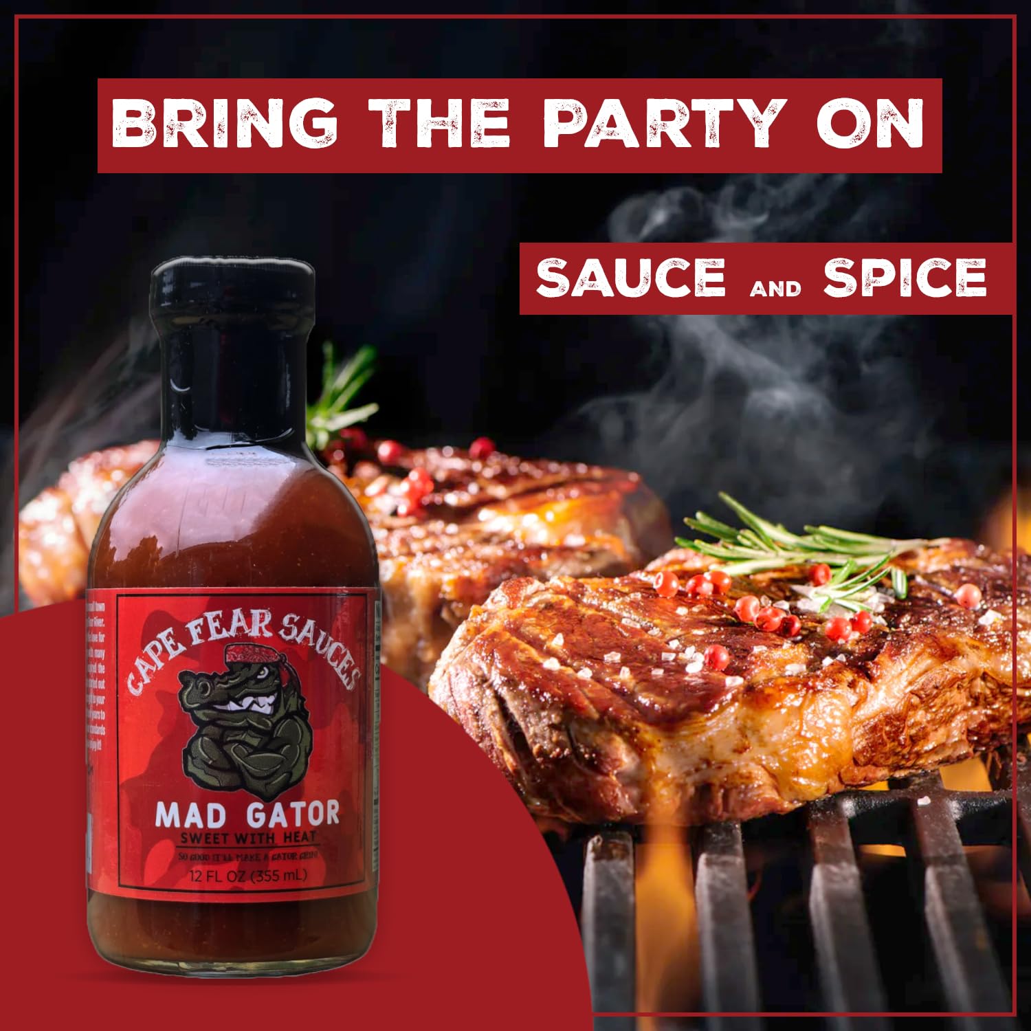 Cape Fear Sauces Mad Gator Perfect Hot BBQ Sauce for Grilling and Barbecue Lovers, Ideal for Meats, Burgers, Chicken, and Ribs, Bold Flavorful BBQ
