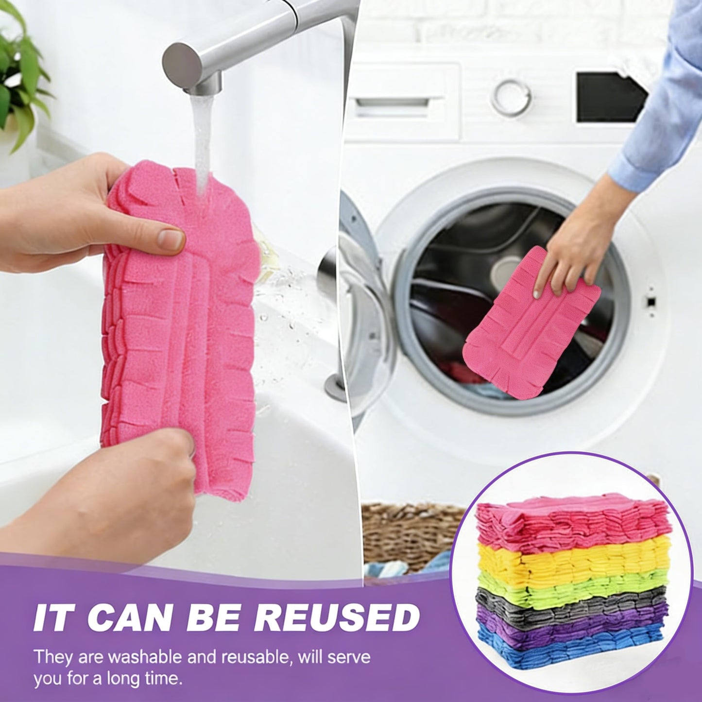 Cookiepapa 7-Piece Set of Reusable Dusting Brush Refills, Washable Microfiber Dusting Pads, Suitable for Home, Blinds, Cars, Pets, Furniture, Fans