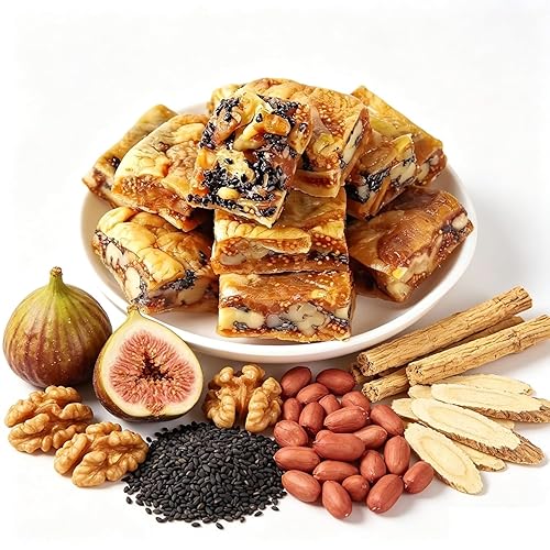 Astragalus Codonopsis Fig Pie with Walnut, Black Sesame & Mulberry, Ready to Eat Individual Packaging, Nutritious Healthy Snacks, Crispy Outside