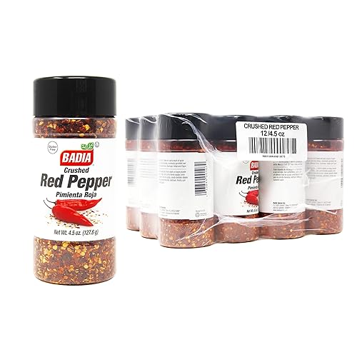 Badia Crushed Red Pepper, 4.5 oz (Pack of 12) - Dried and Crushed Red Chili Flakes for Cooking, Seasoning, and Topping