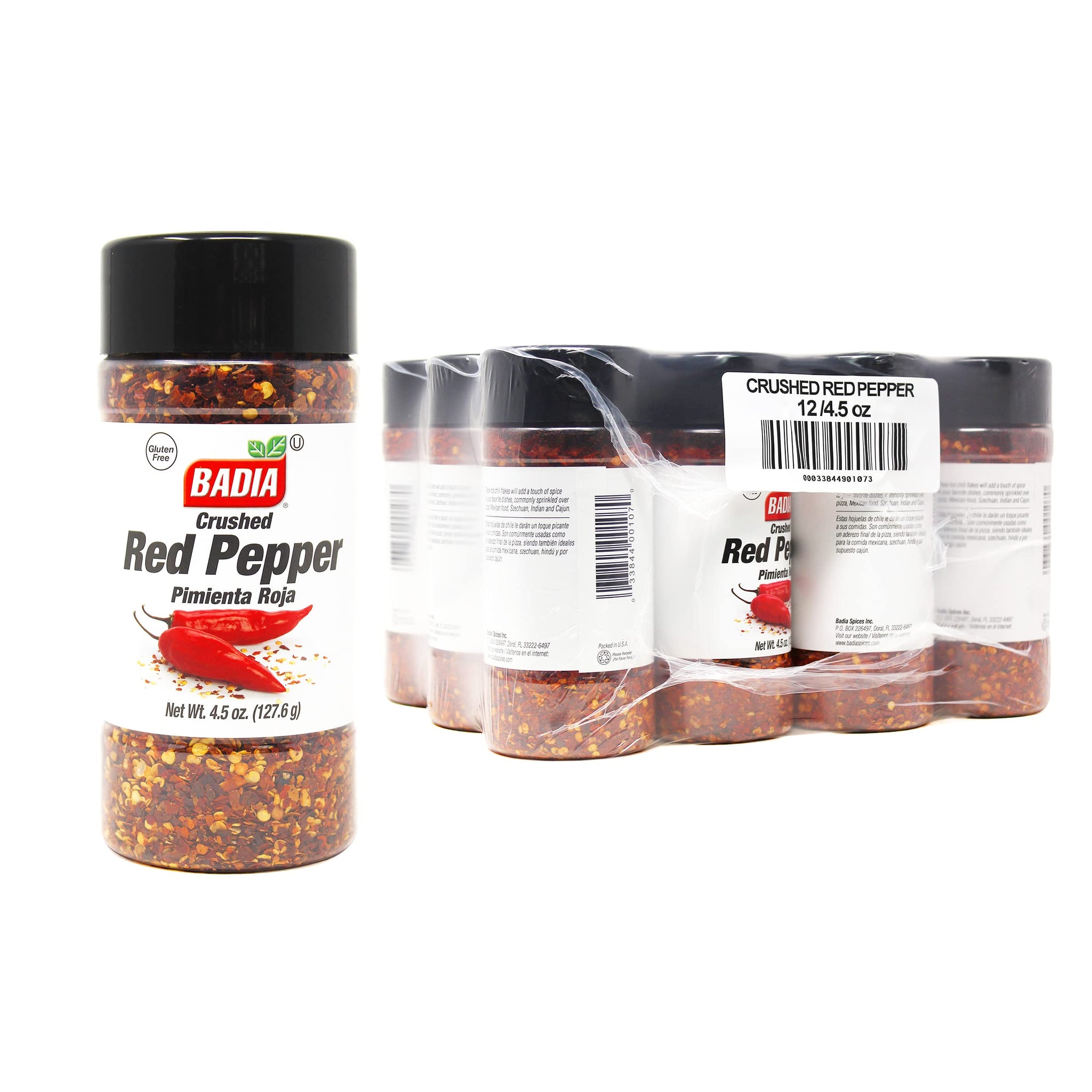 Badia Crushed Red Pepper, 4.5 oz (Pack of 12) - Dried and Crushed Red Chili Flakes for Cooking, Seasoning, and Topping