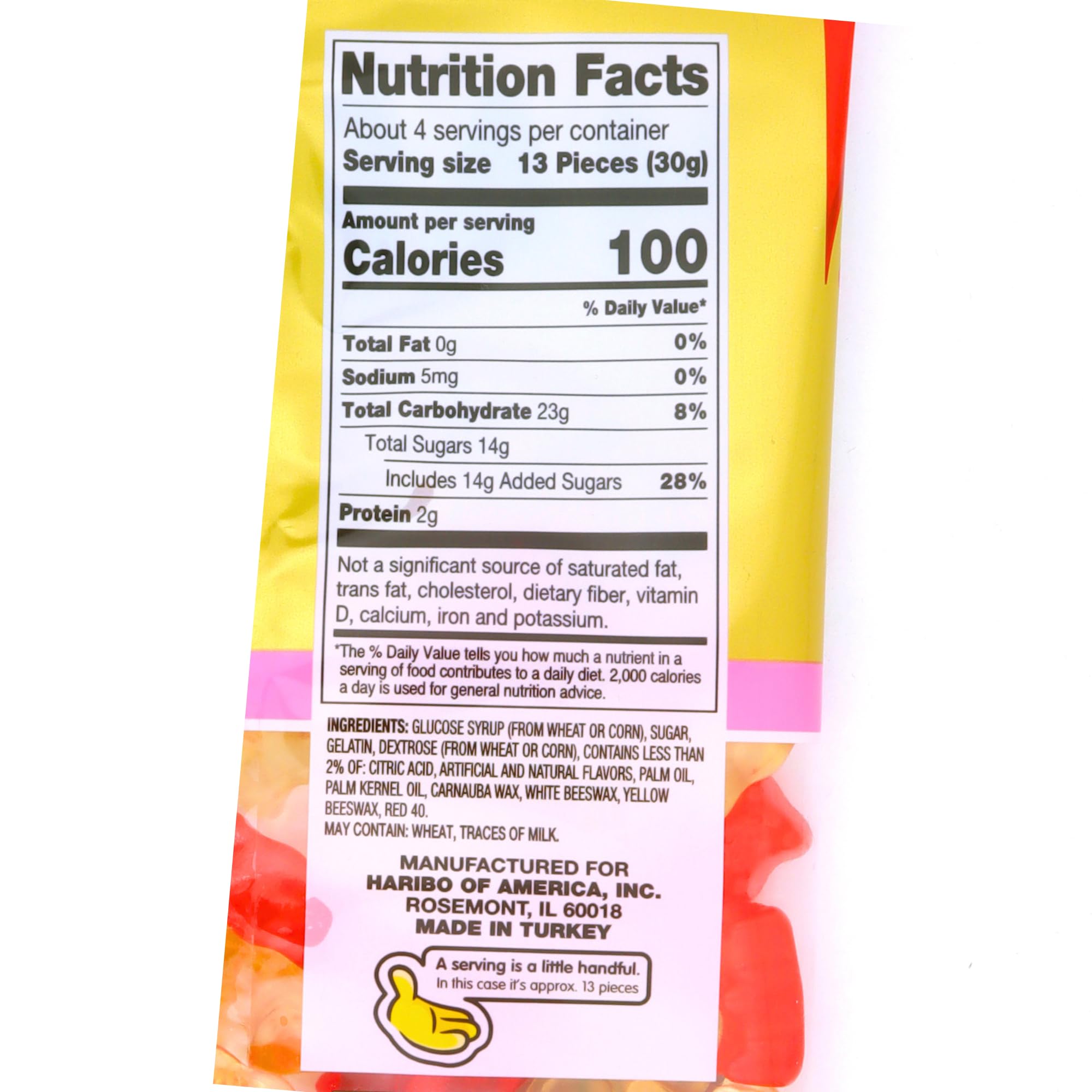 Haribo Valentine's Day Gummy Goldbears, Assorted Fruit Flavors, Seasonal Candy Gift with To/From Section, 4 Ounces (Pack of 3)