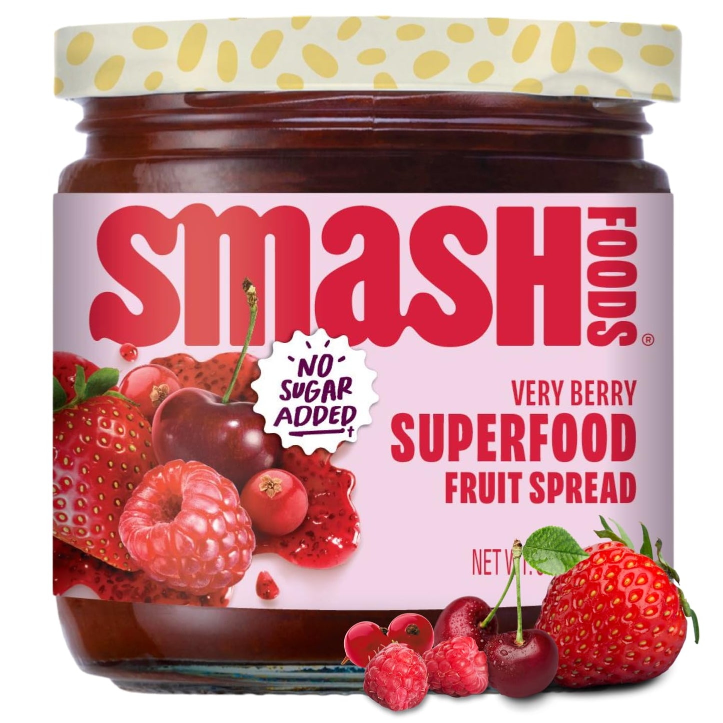 Smash Foods Very Berry Superfood Fruit Spread, No Sugar Added, 8 oz