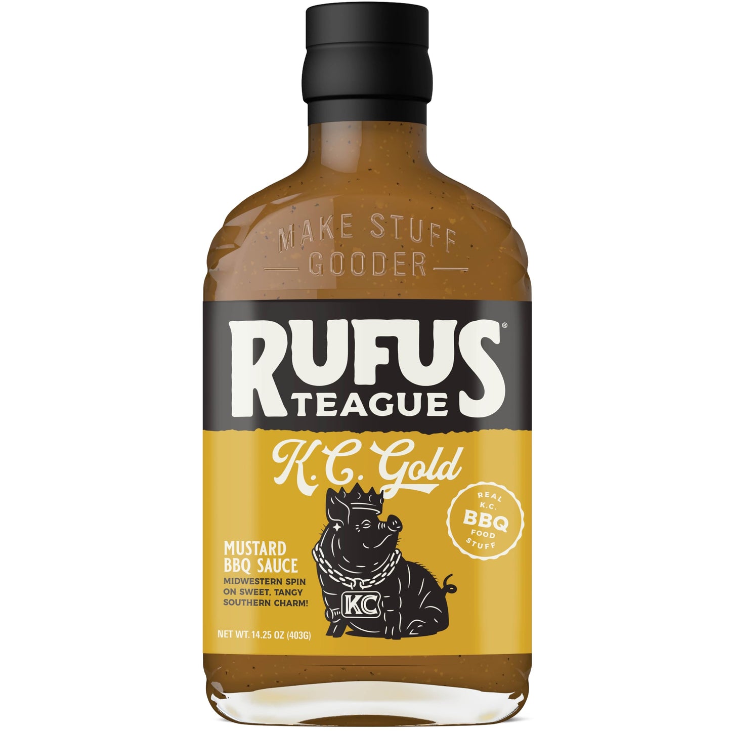 Rufus Teague KC Gold Mustard BBQ Sauce, Award-Winning, 14.25 oz, 1-Pack