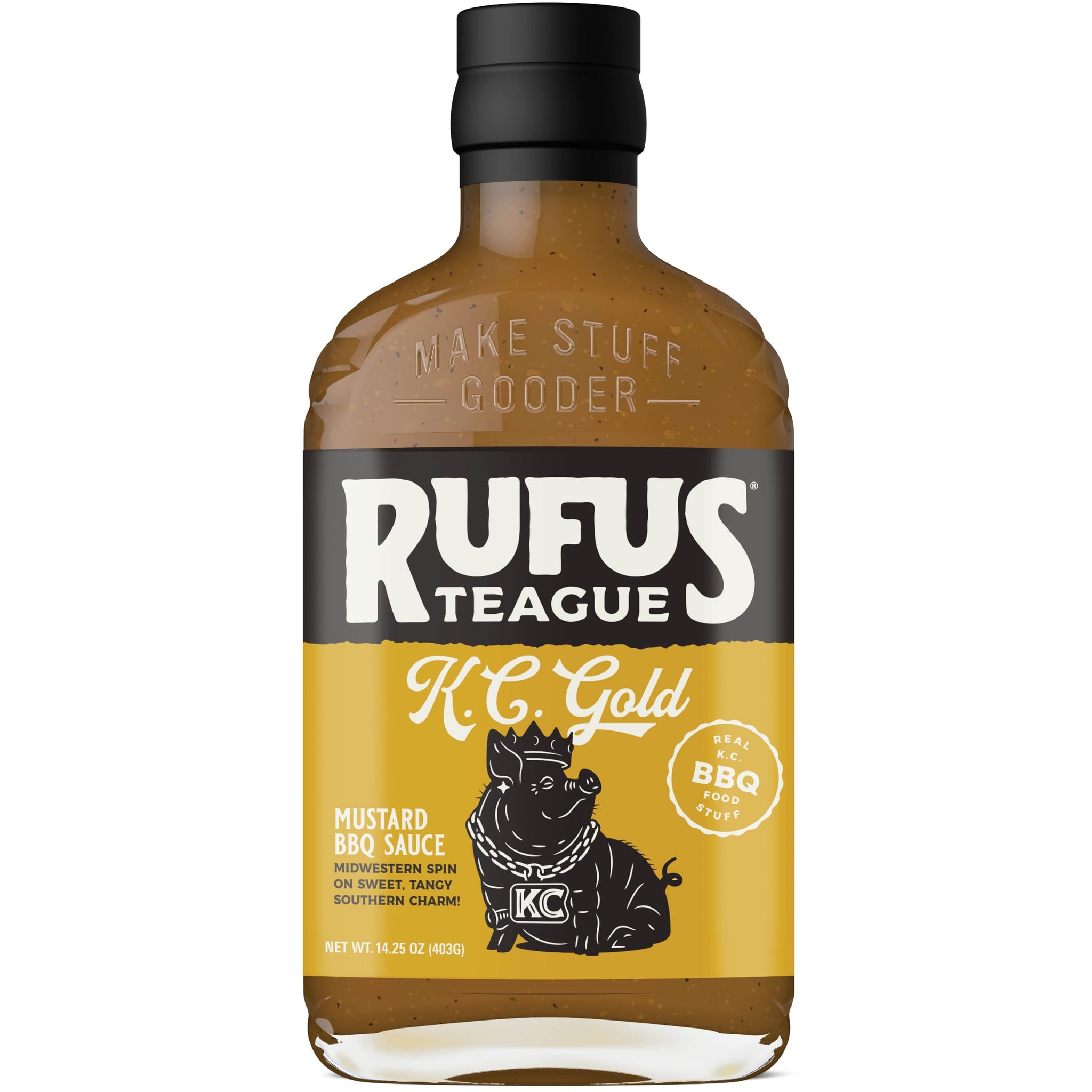 Rufus Teague KC Gold Mustard BBQ Sauce, Award-Winning, 14.25 oz, 1-Pack