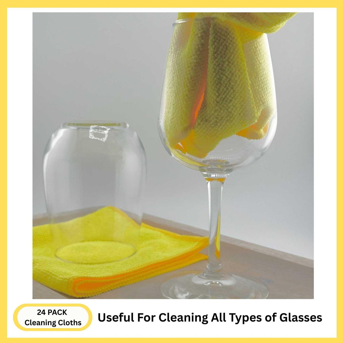 Cleanex Microfiber Cleaning Cloth for Kitchen & households, Towels for Cars. (300gsm) (Pack of 24 Yellow)