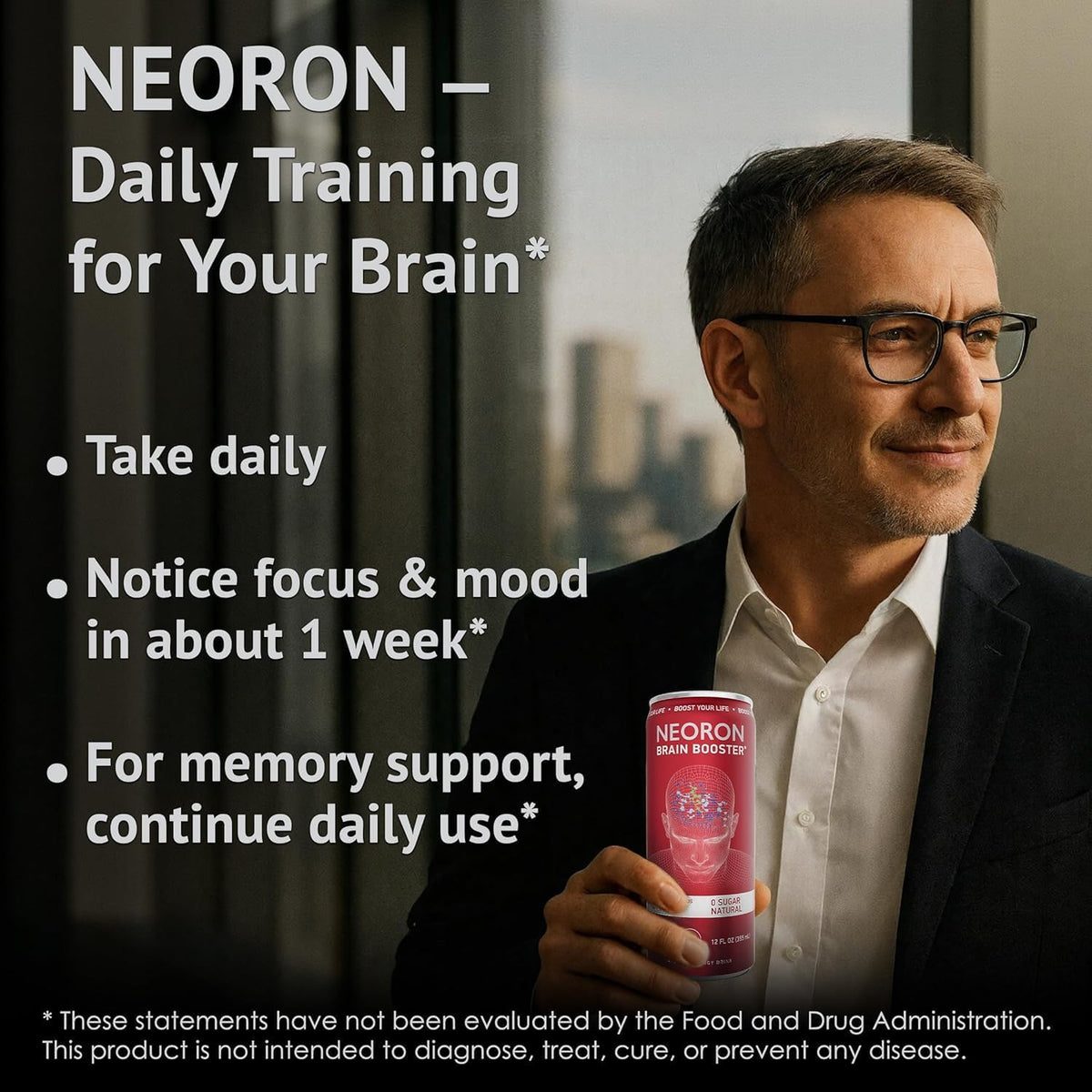 NEORON Focus + Calm | Nootropic Drink for Mental Clarity - Stress & Burnout Support (12-Pack, Ginger Kick, Orange & Grapefruit, Sugar-Free)