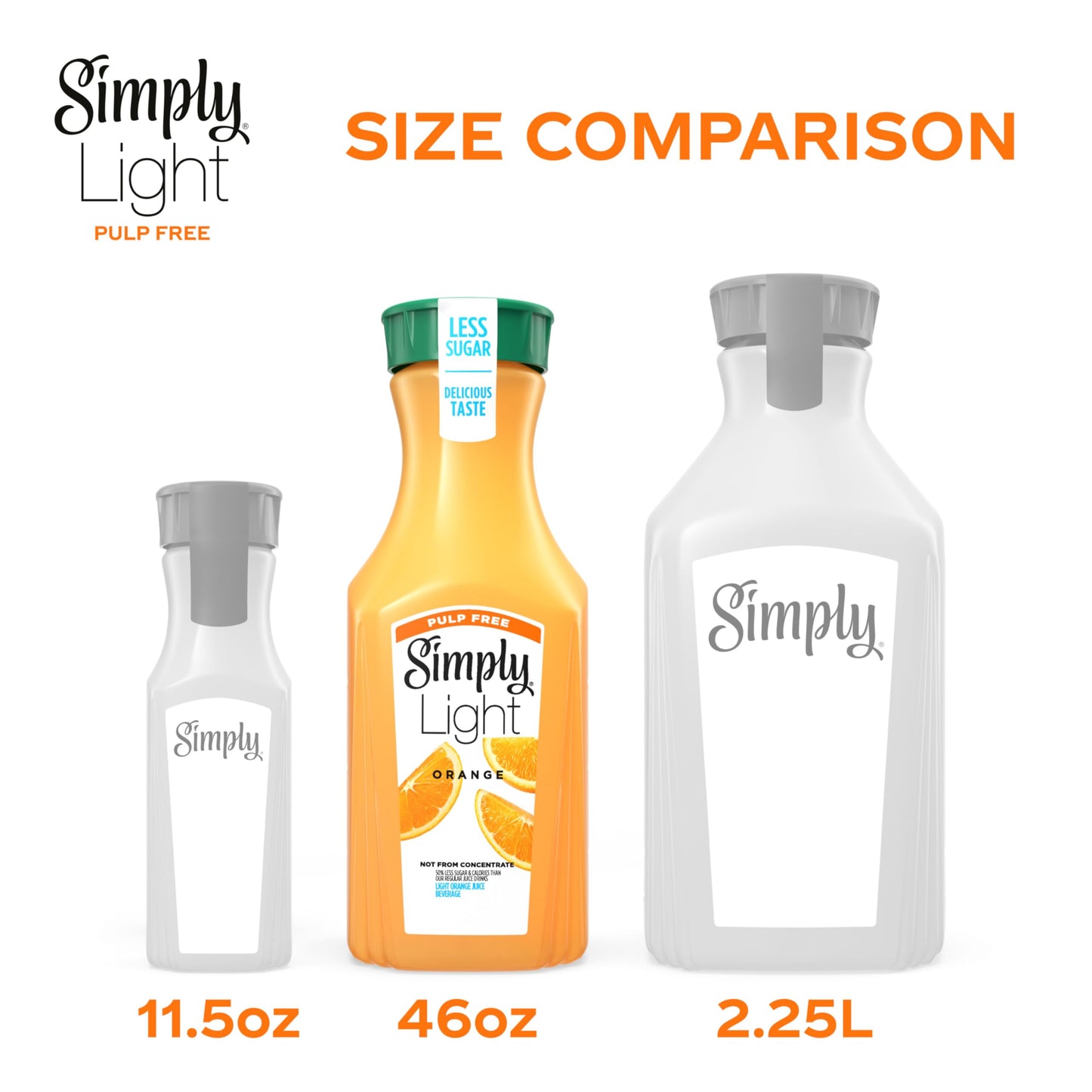 SIMPLY LIGHT ORANGE JUICE- PULP FREE, 46oz