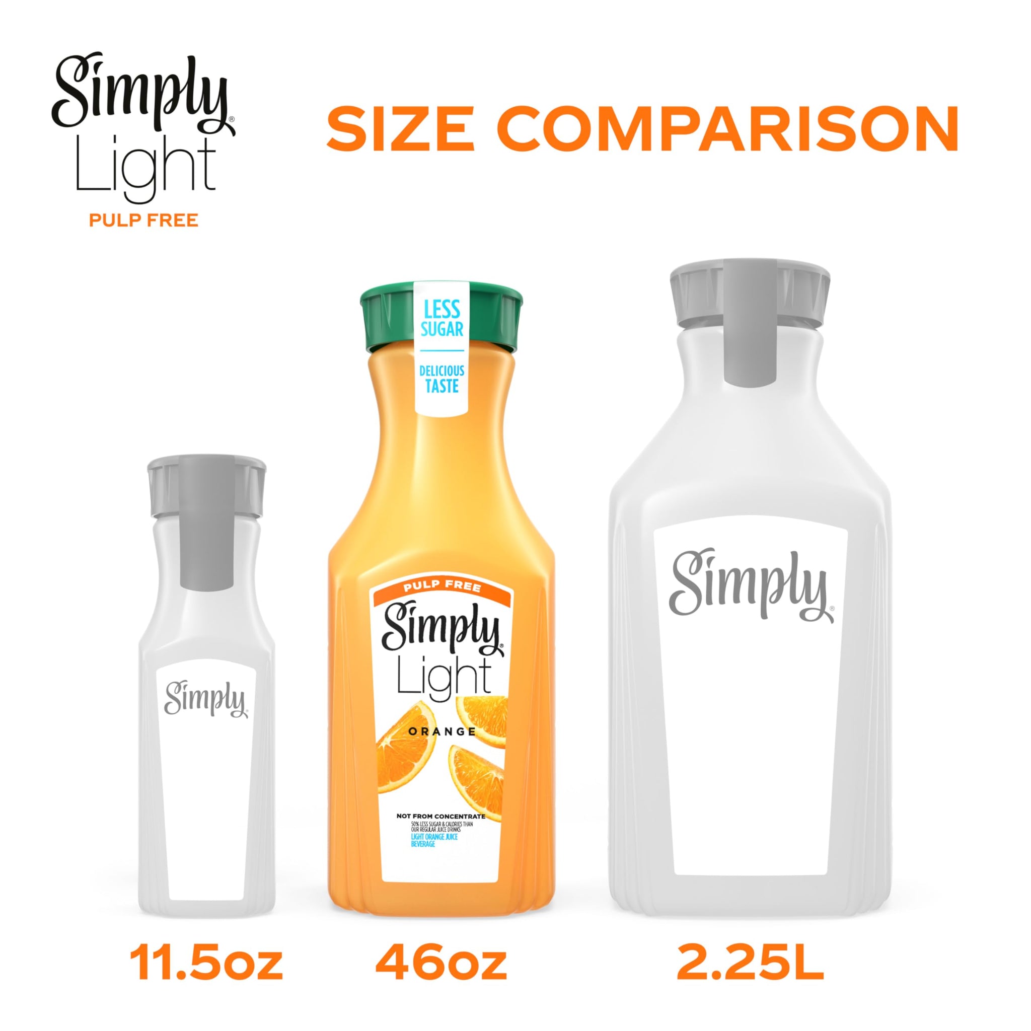 SIMPLY LIGHT ORANGE JUICE- PULP FREE, 46oz