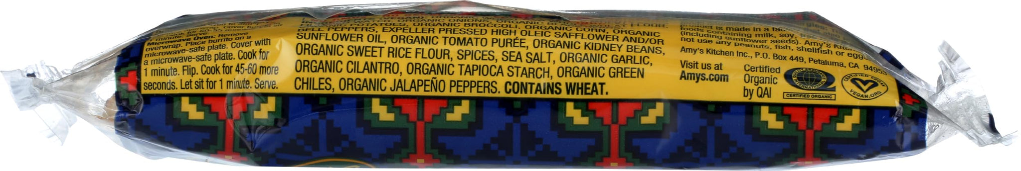 Amy's Frozen Black Bean Burrito, Vegan, Made with Organic Beans and Vegetables, 6.0 Ounce